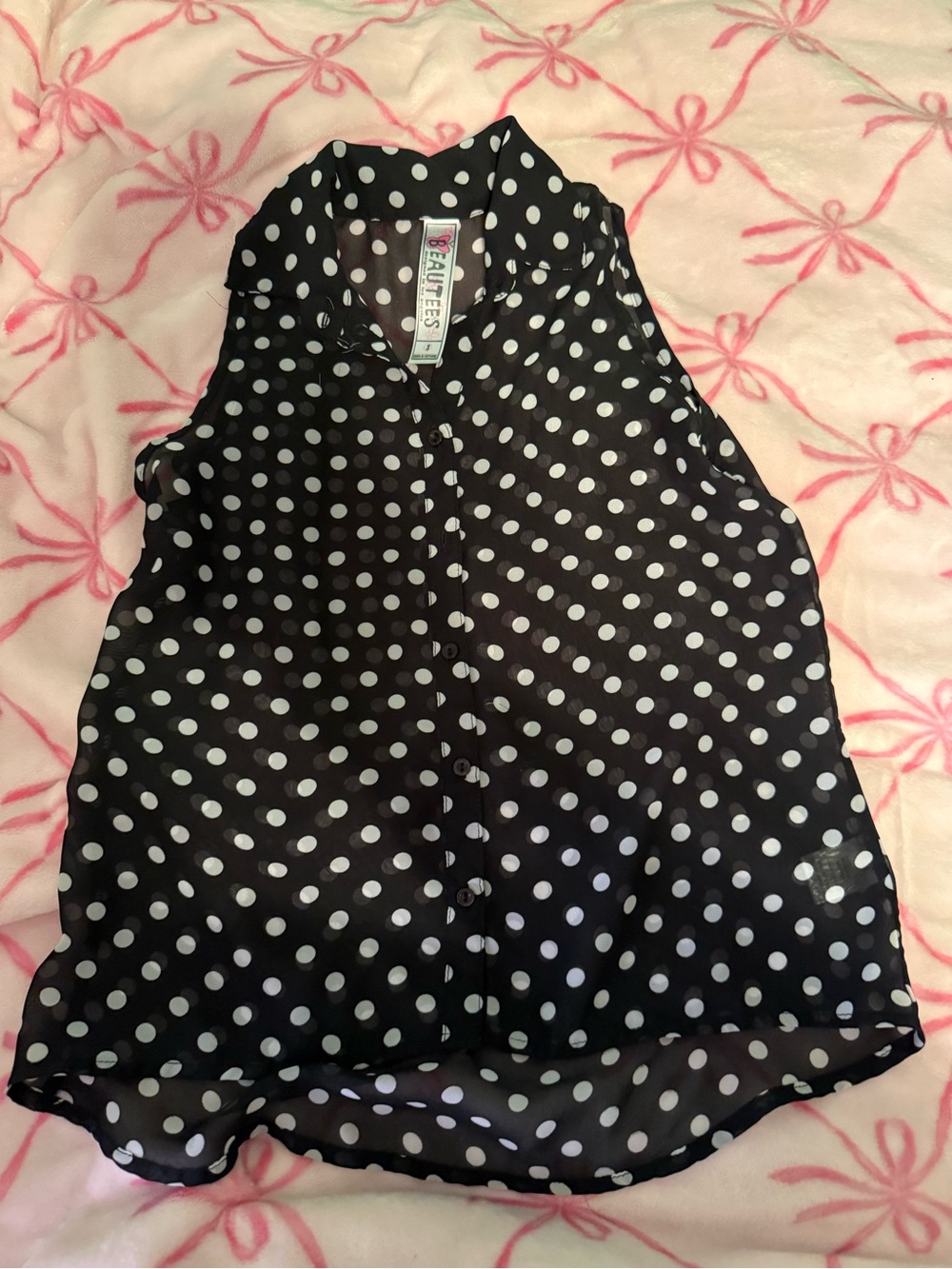 Beautees Black and White Polka Dot Sleeveless Camisole